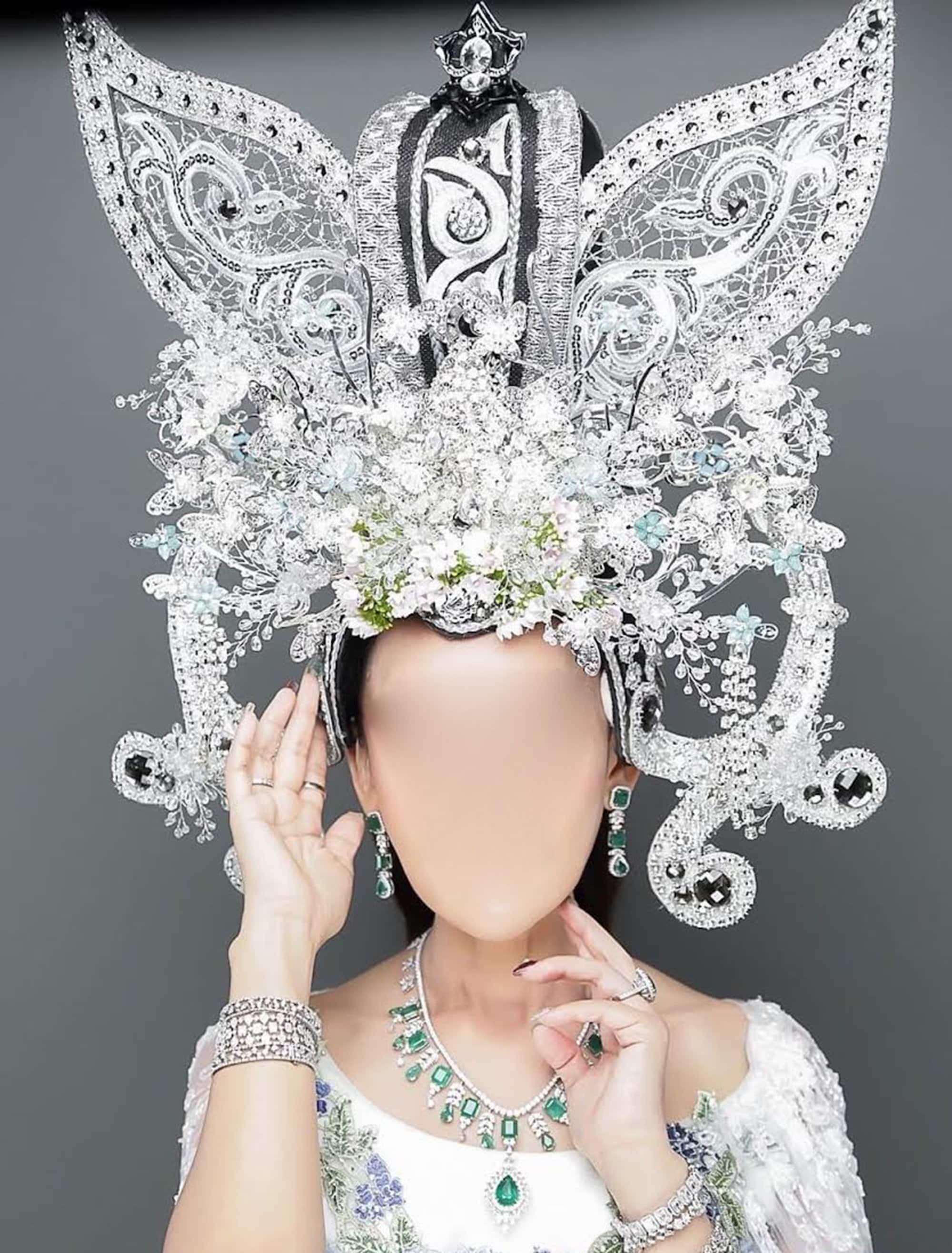 Da NeeNa H1078 Flowers Asian Chinese Japan Emperor Empress Vegas Crystal Headdress