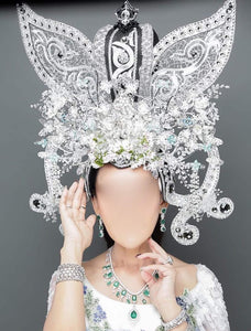 Da NeeNa H1078 Flowers Asian Chinese Japan Emperor Empress Vegas Crystal Headdress