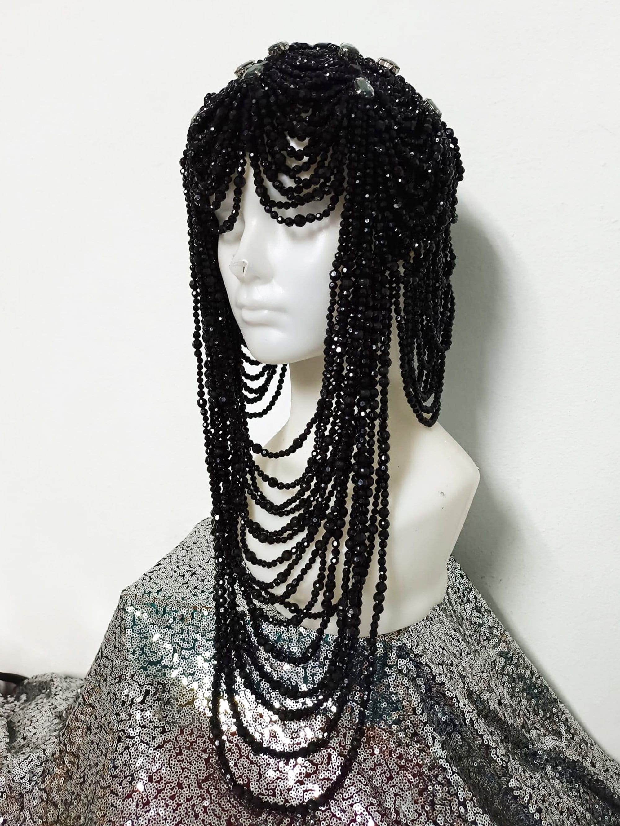 Da NeeNa H1075 Indian Sexy Showgirl Cabaret Pageant Vegas Bead Pearl Wig Headdress