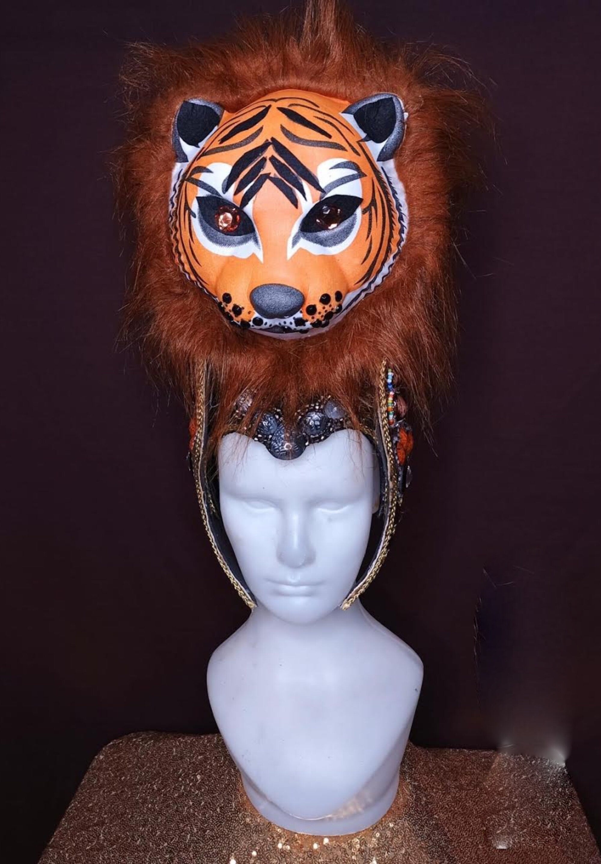 Da NeeNa H1092 Tiger & Lion Family Pageant Dance Vegas Drag Cabaret Showgirl Headdress