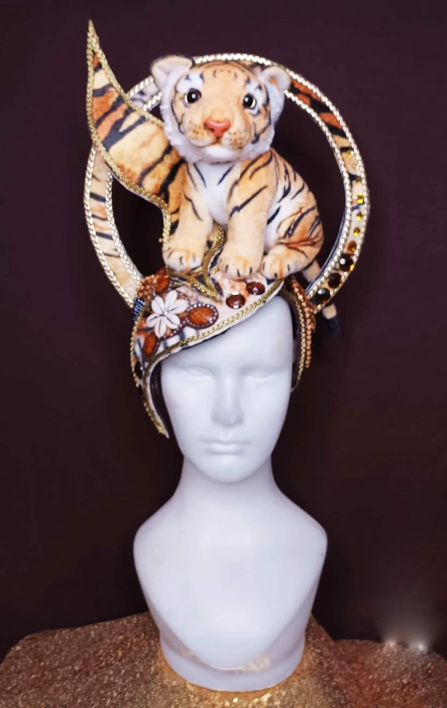 Da NeeNa H1092 Tiger & Lion Family Pageant Dance Vegas Drag Cabaret Showgirl Headdress