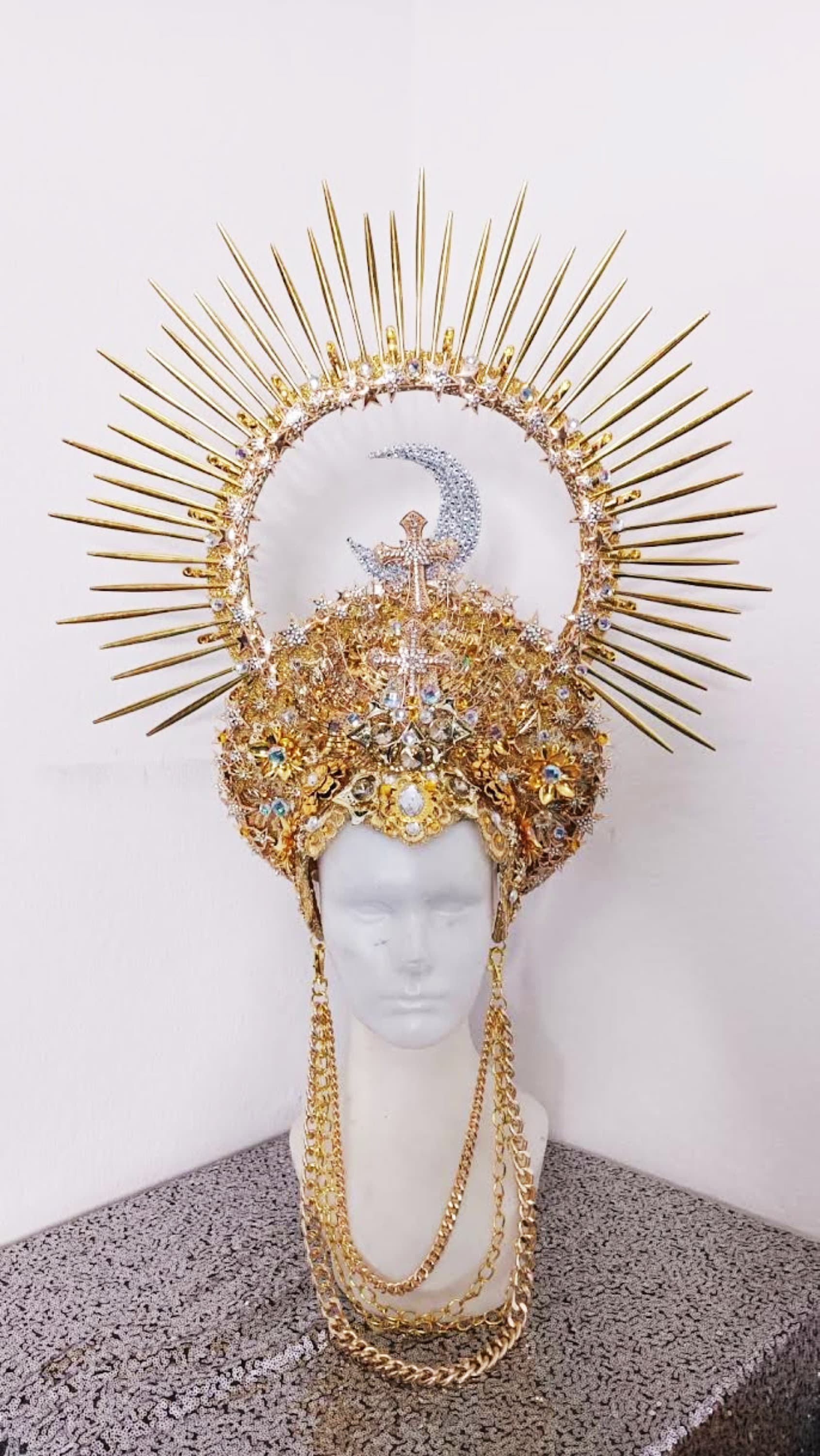 Da NeeNa H1095 The Sun and Moon Pageant Dance Vegas Drag Cabaret Showgirl Headdress