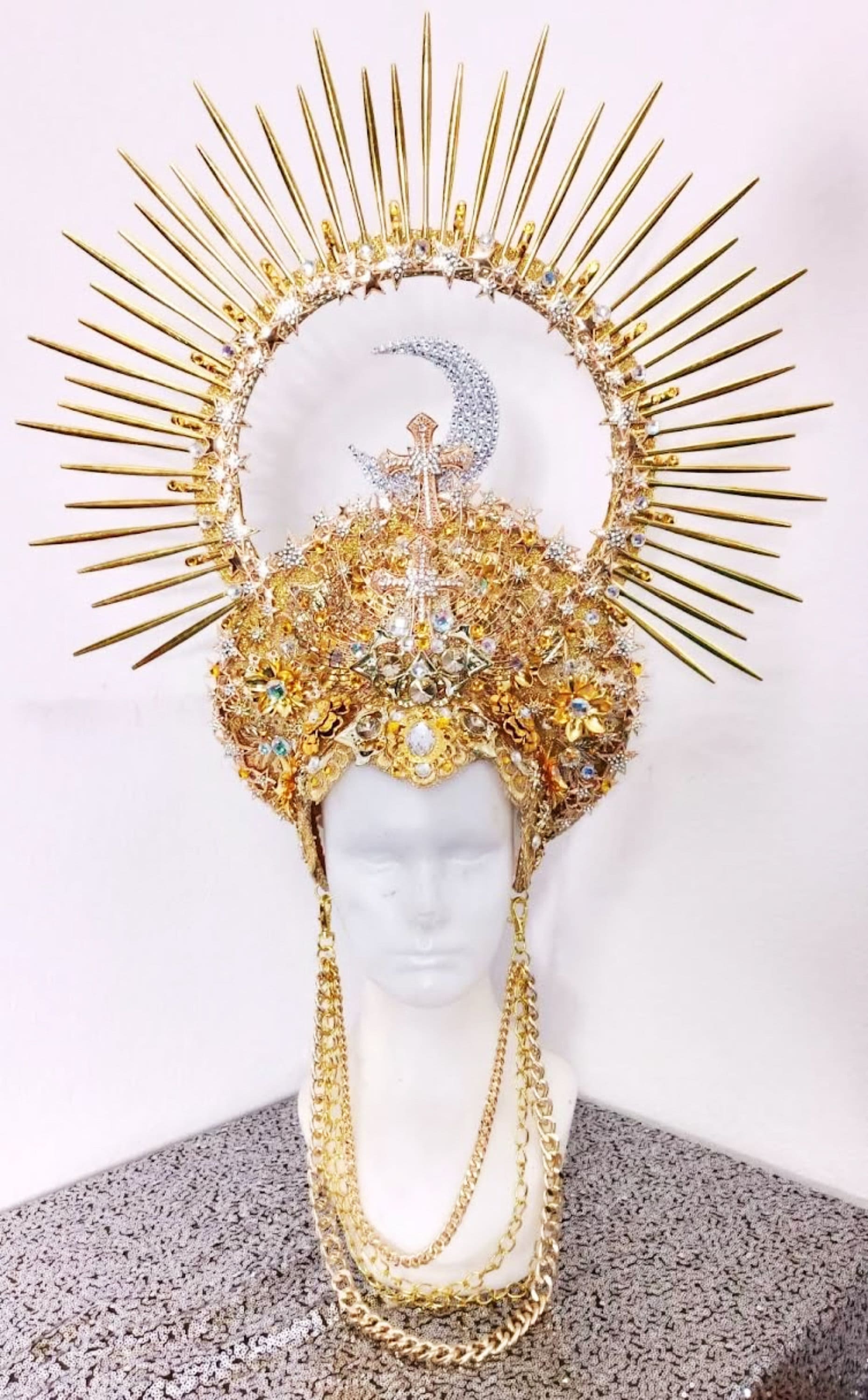 Da NeeNa H1095 The Sun and Moon Pageant Dance Vegas Drag Cabaret Showgirl Headdress