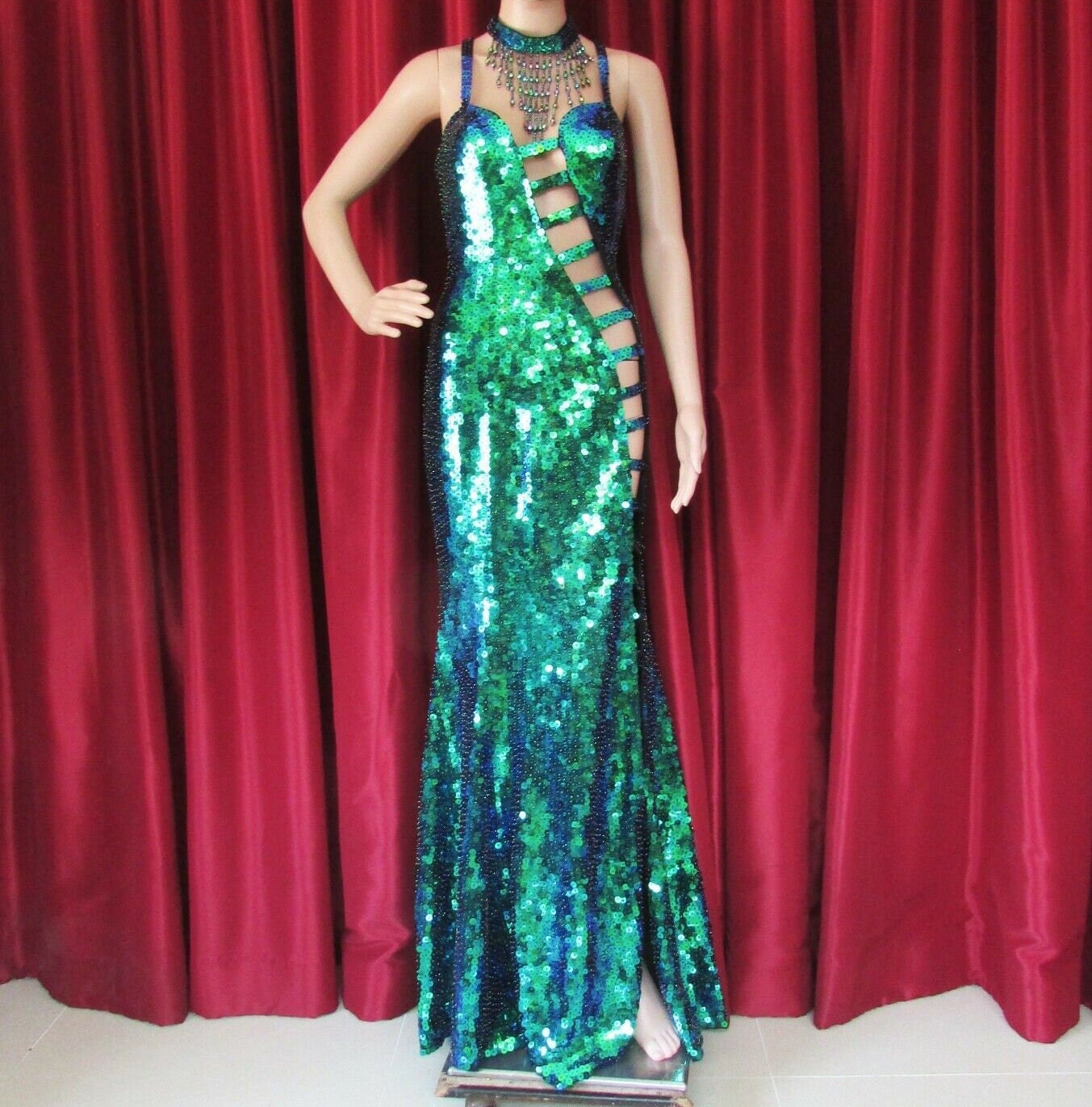 DA NEENA R13 (Ready to ship) Latin Stage Showgirl Vegas Dance Drag Sequin Sexy Gown M