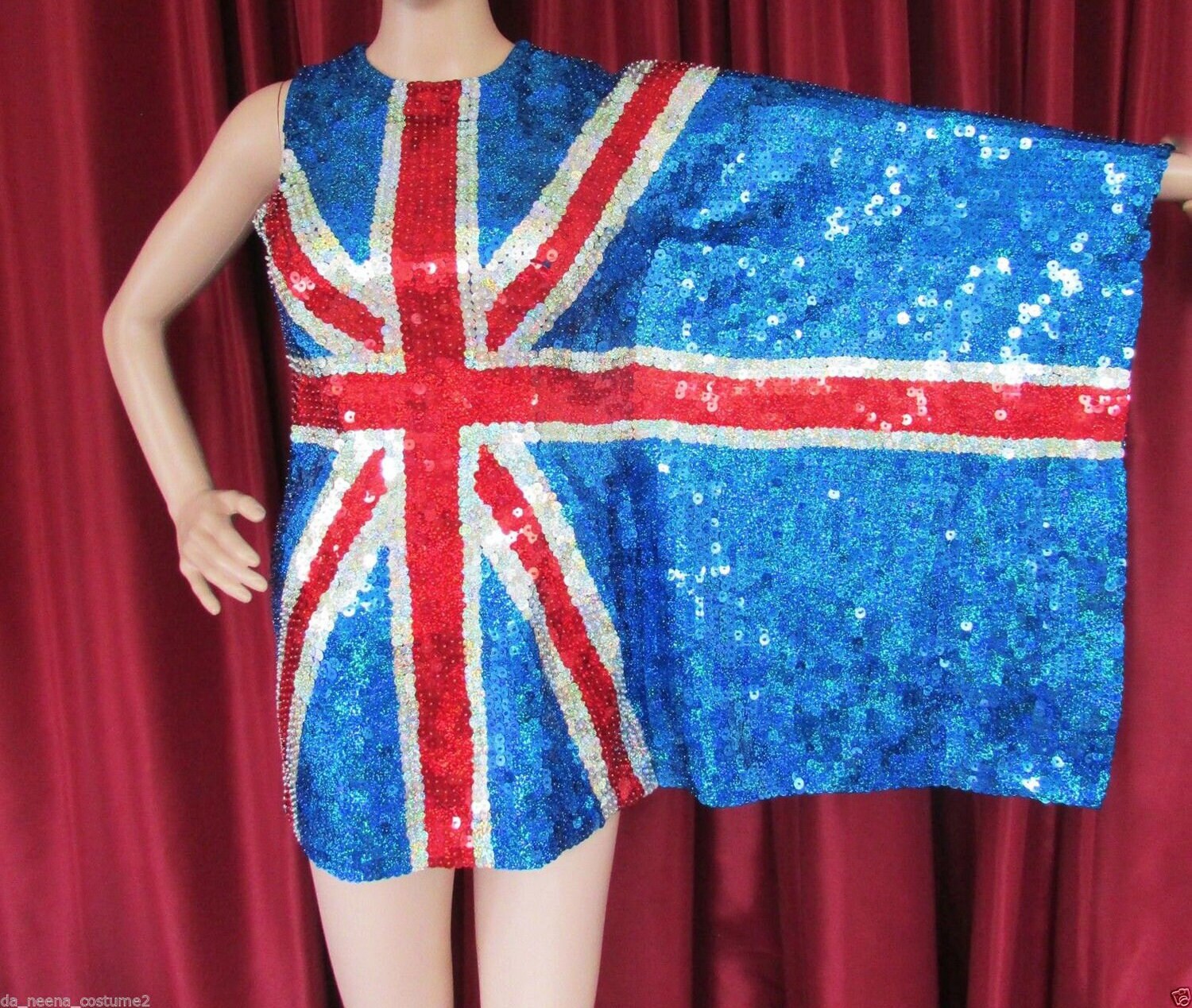 Penchon m061 UK usa America British Independence Flag Sequin Dress XS - XL