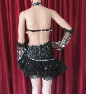 Da NeeNa R21 Black Sexy Flower Salsa Latin Samba Drag Queen Dance Dress