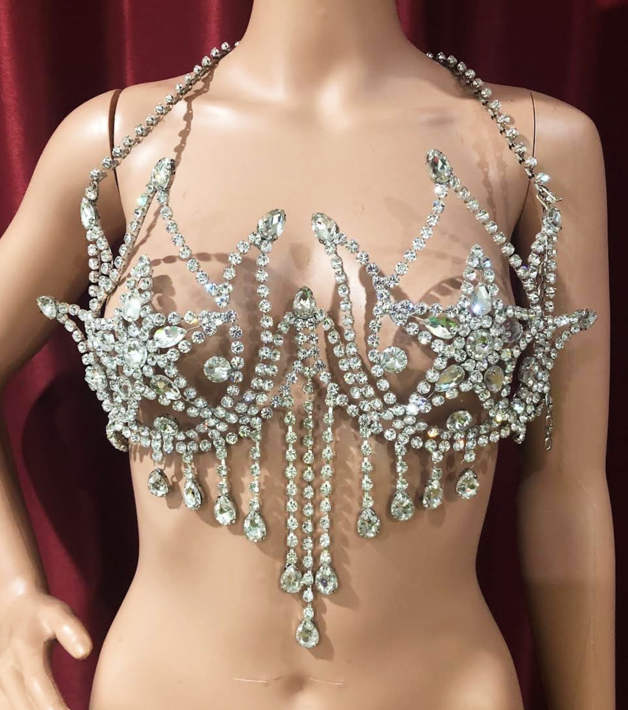 Da NeeNa J0799 Britney Spears  Crystal SILVER Chainmail Bra