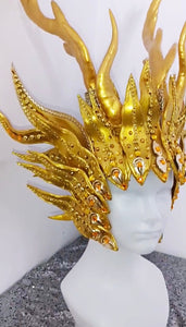 Da NeeNa H1113  Golden Dragon King Vegas Cabaret Showgirl Pageant Headdress