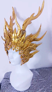 Da NeeNa H1113  Golden Dragon King Vegas Cabaret Showgirl Pageant Headdress