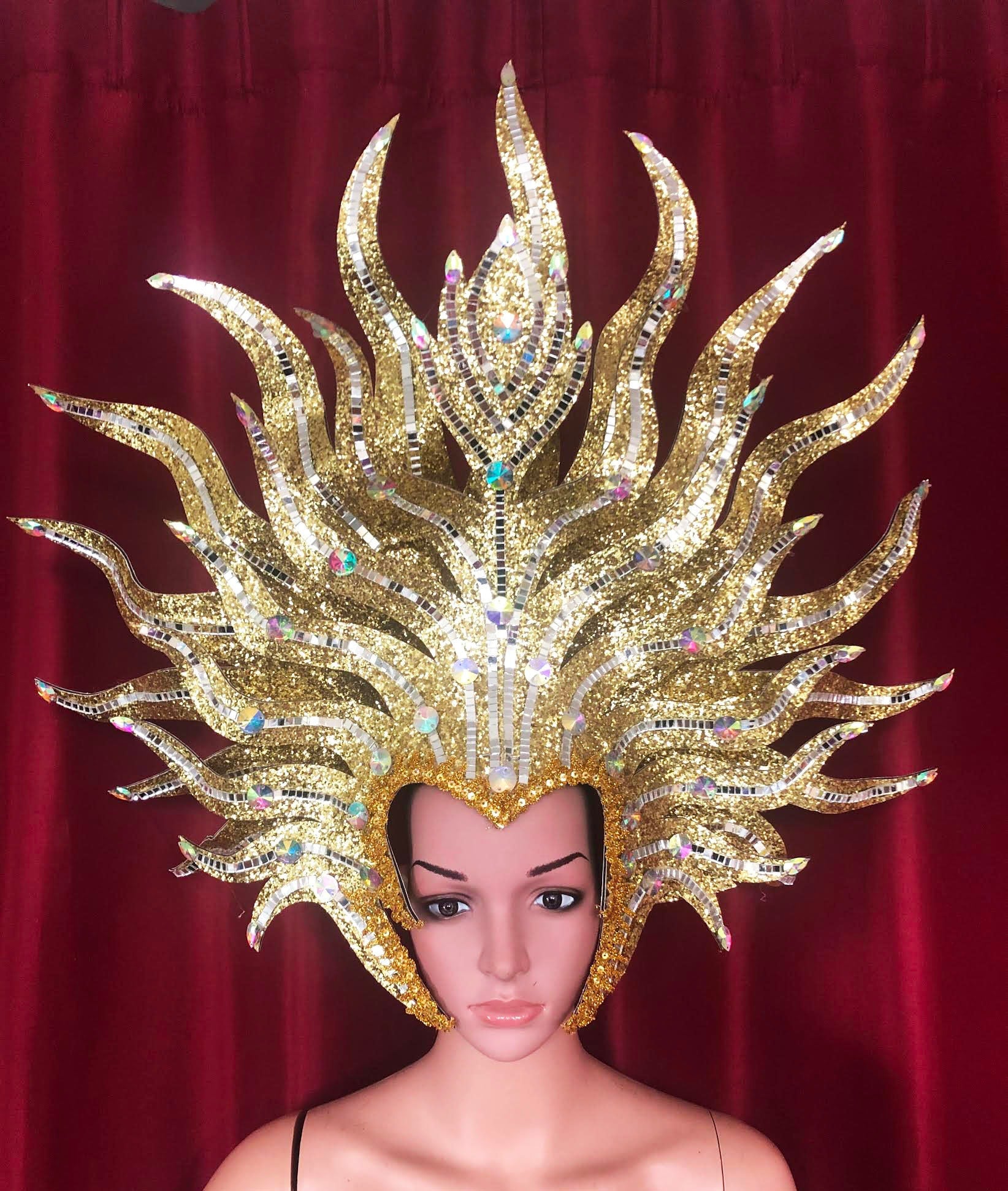 Evita Fire Sun Vegas Cabaret Showgirl Drag Queen Headdress