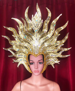 Evita Fire Sun Vegas Cabaret Showgirl Drag Queen Headdress