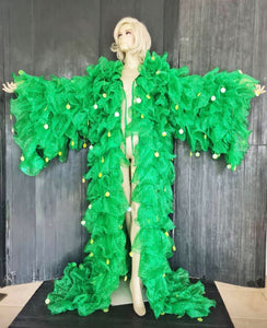 Da NeeNa C004X Organza Drag Gay Pride Parade Prom Seaweed  Ruffle Jacket Coat