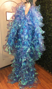 Da NeeNa C004X Organza Drag Gay Pride Parade Prom Seaweed  Ruffle Jacket Coat