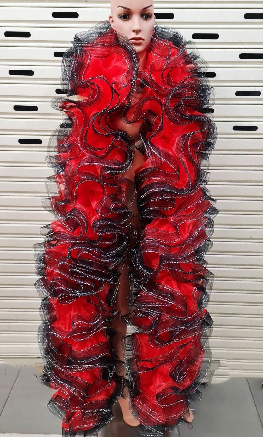 Da NeeNa B36A VERY CUTE ELEGANT Vegas Showgirl Rainbow Gigantic Ruffle Boa