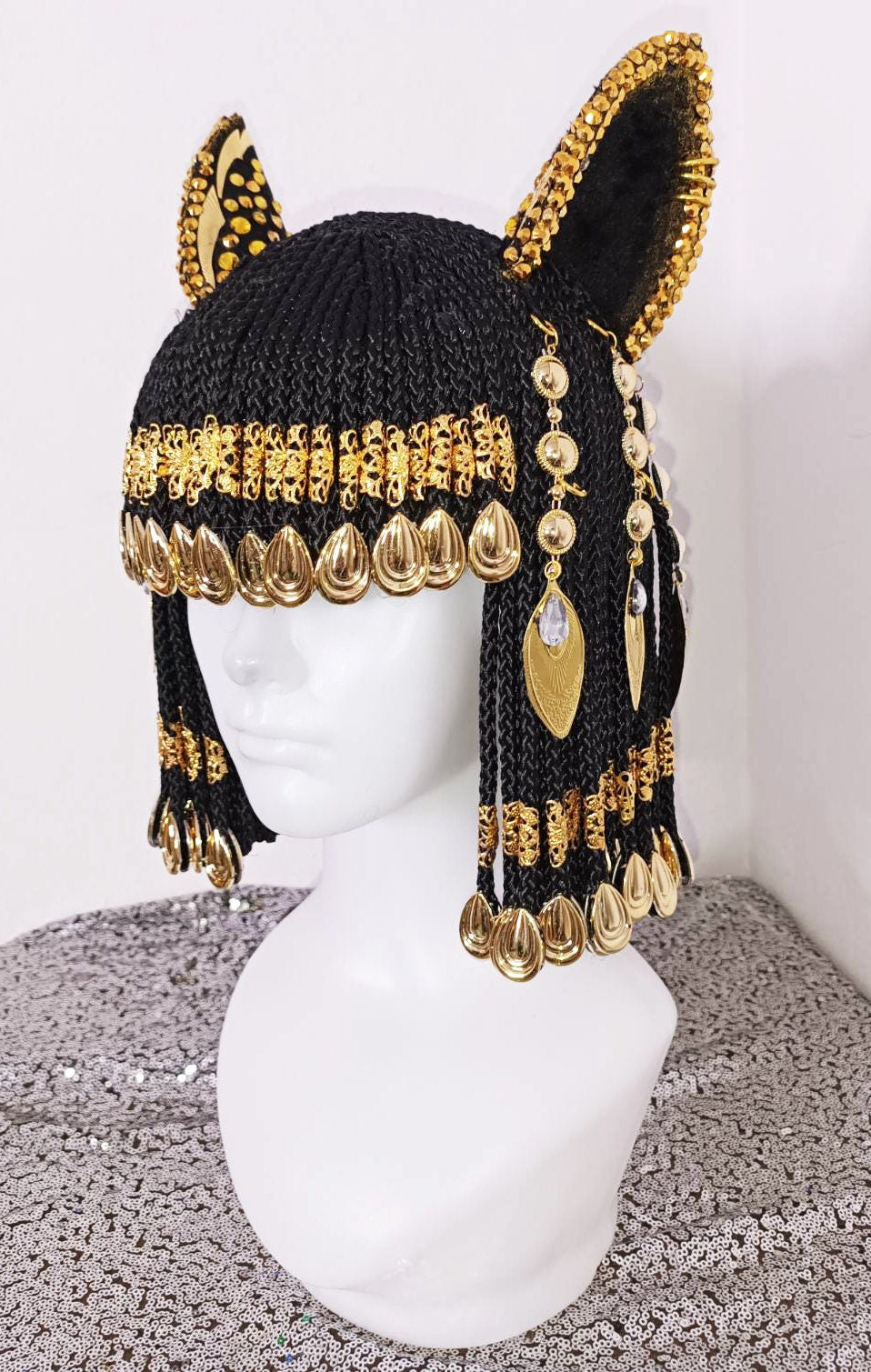 Da NeeNa H1128 Bastet Goddess of Love Egypt Vegas Cabaret Showgirl Pageant Headdress