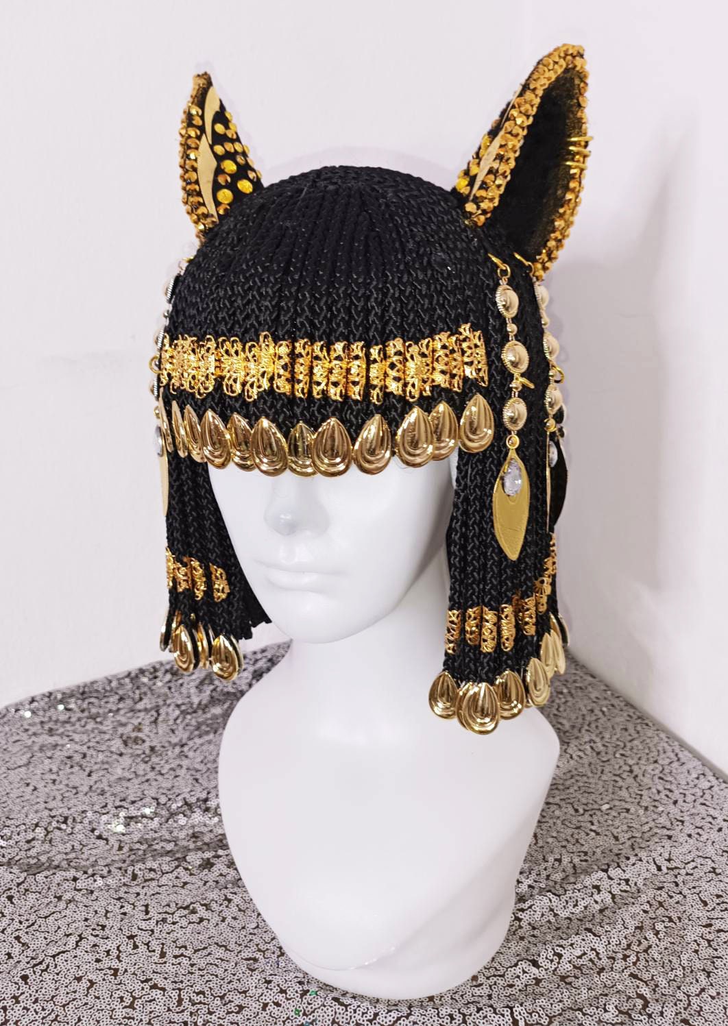 Da NeeNa H1128 Bastet Goddess of Love Egypt Vegas Cabaret Showgirl Pageant Headdress