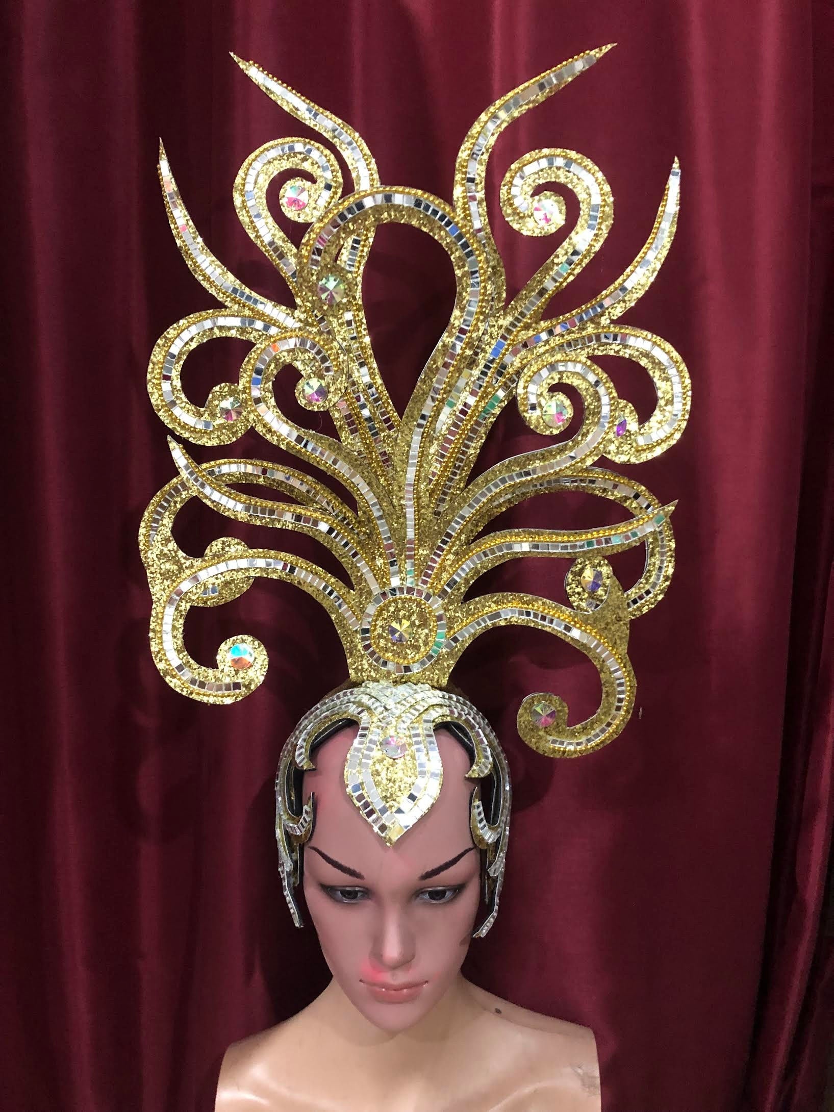 Da NeeNa Gold Medusa Drag Cabaret Showgirl Queen Headdress