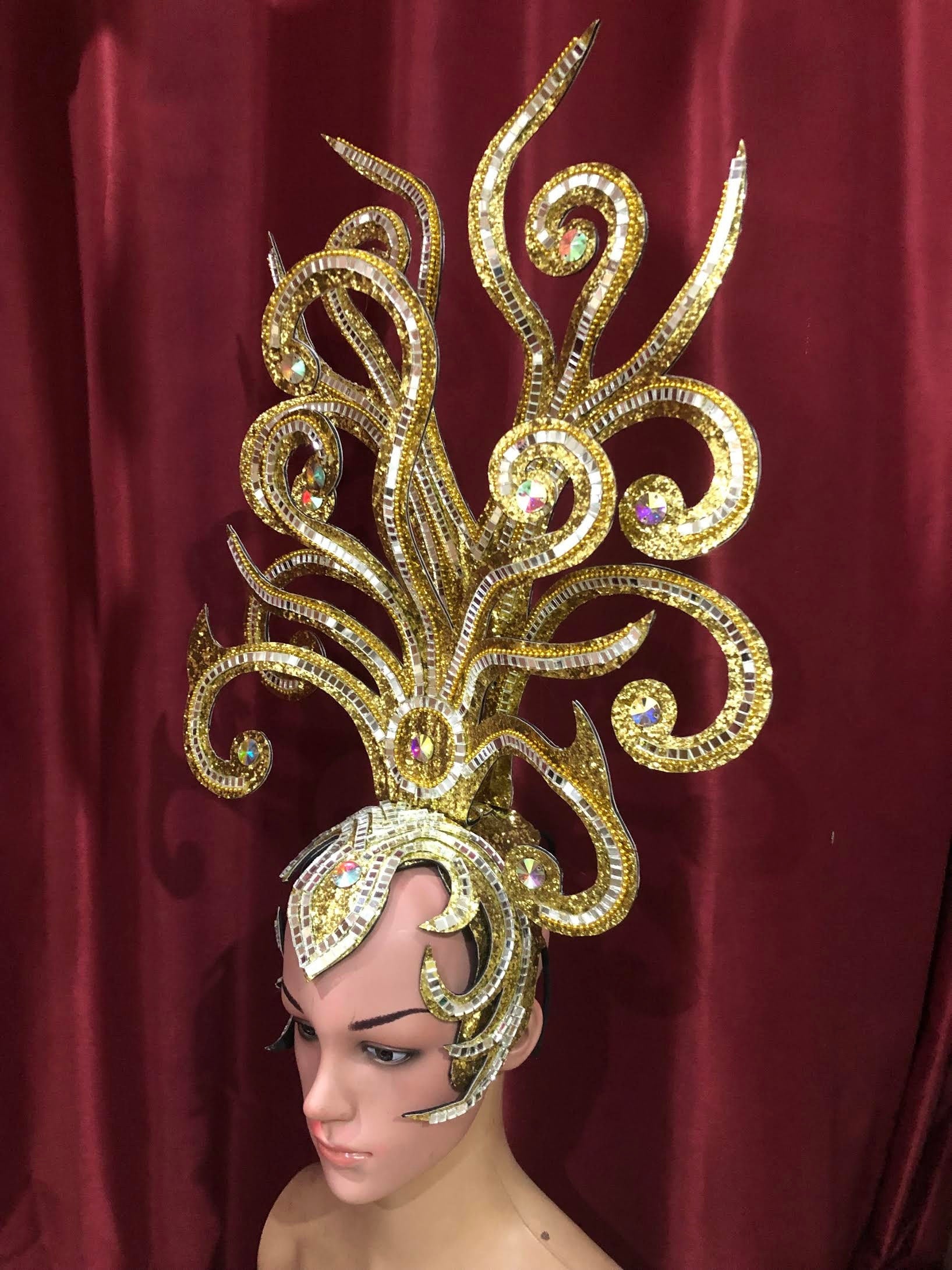 Da NeeNa Gold Medusa Drag Cabaret Showgirl Queen Headdress