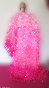 Da NeeNa C34 Gradation Pinky Organza Gigantic Jumbo Sequin Ruffle Coat Jacket