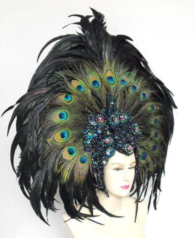 Da NeeNa Peacock Feather Cabaret Dancer Samba Headdress