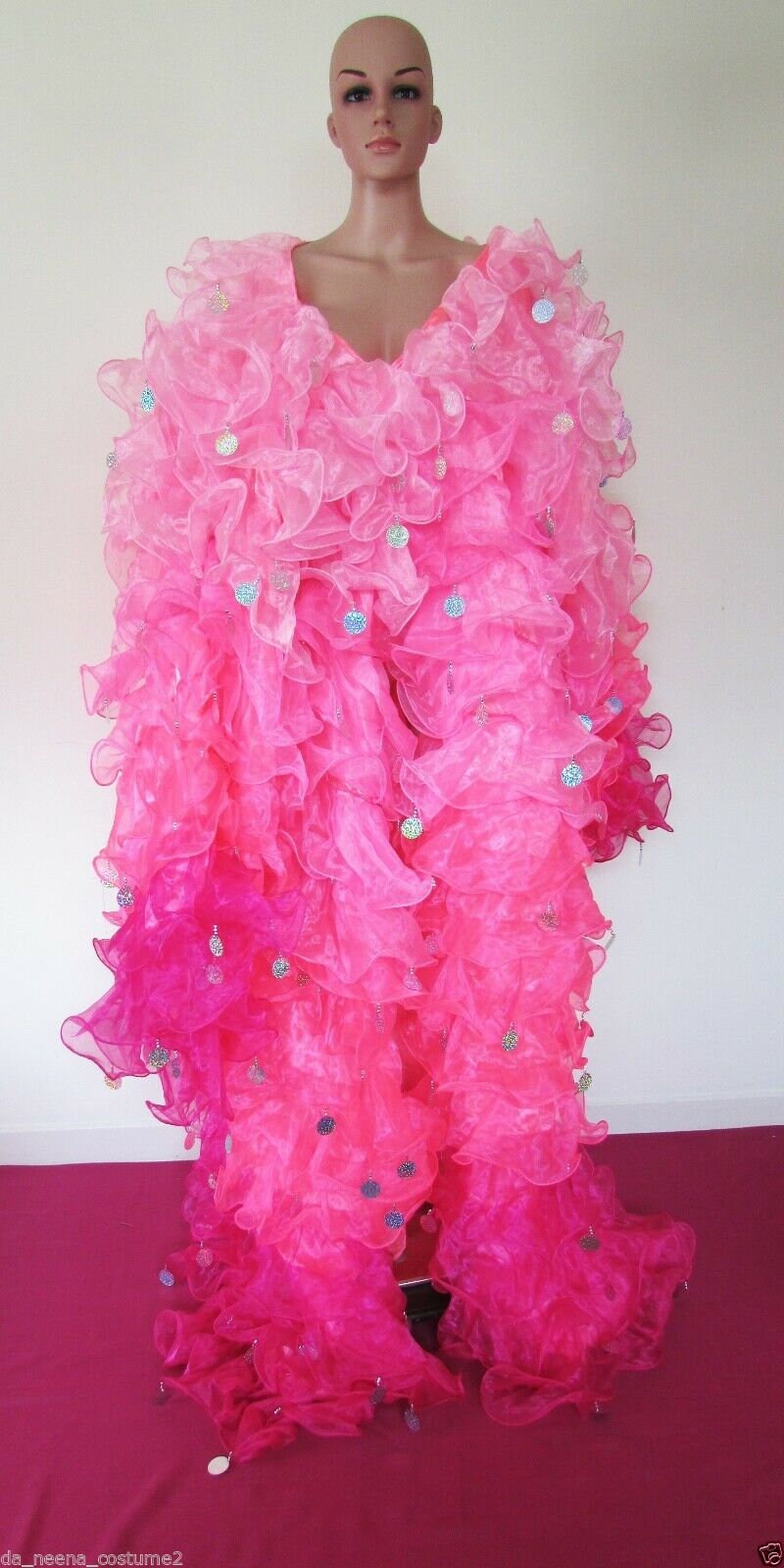 Da NeeNa C34 Gradation Pinky Organza Gigantic Jumbo Sequin Ruffle Coat Jacket