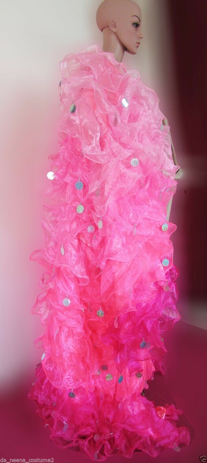 Da NeeNa C34 Gradation Pinky Organza Gigantic Jumbo Sequin Ruffle Coat Jacket