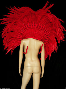 Da NeeNa B034 Cabaret Dancer Angel RED Fire Sun Feather Collar Backpack