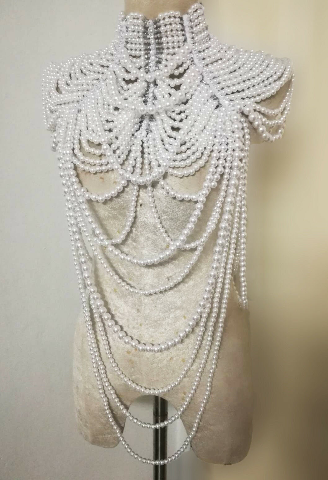 Da NeeNa J887 Sexy Showgirl Cabaret Pageant Vegas Bead Pearl Necklace Choker