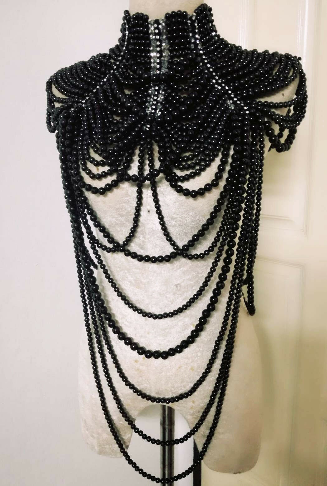 Da NeeNa J887 Sexy Showgirl Cabaret Pageant Vegas Bead Pearl Necklace Choker