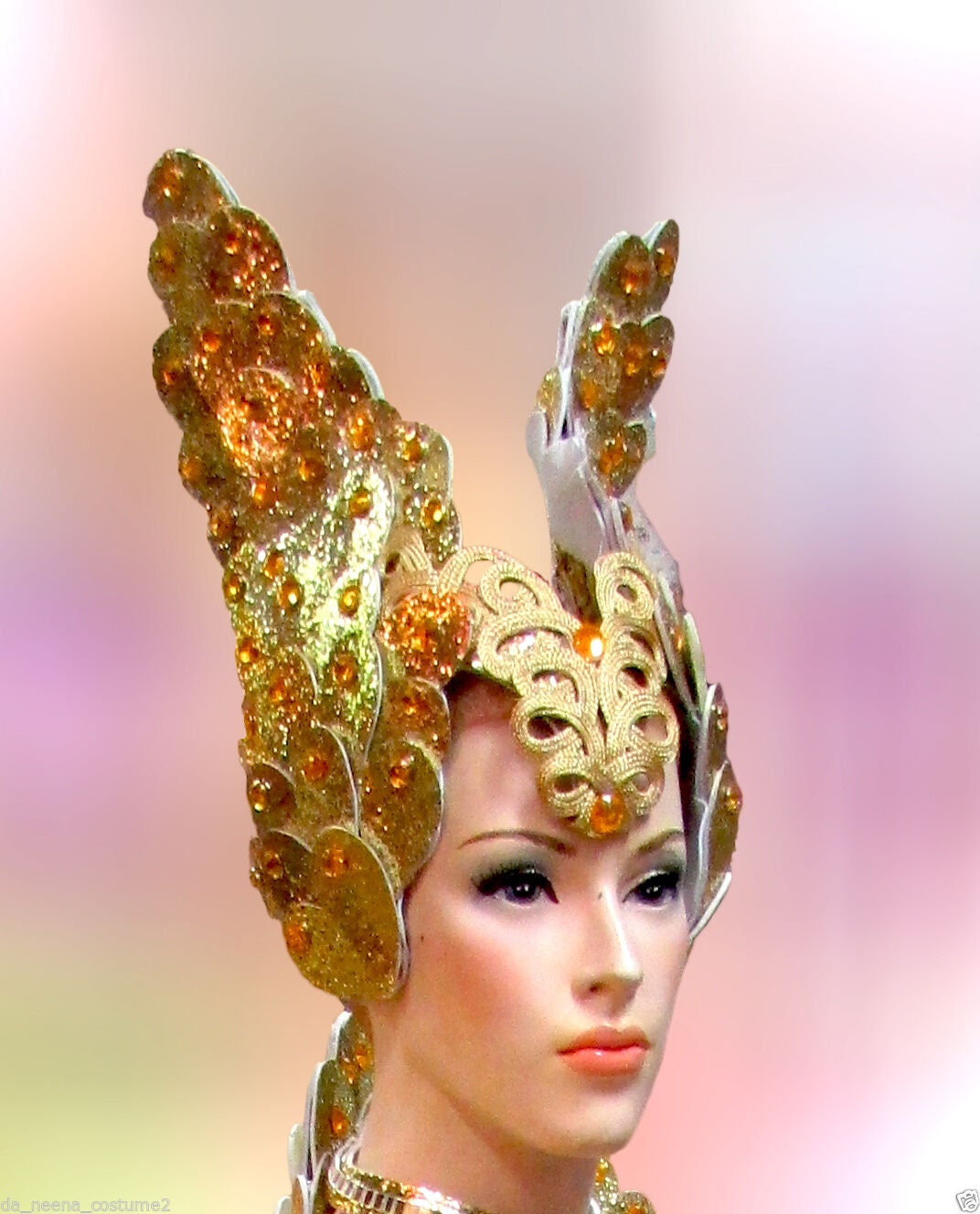 Da NeeNa C574H ISIS Warrior Gold Crystal Vegas Showgirl Dance Headdress