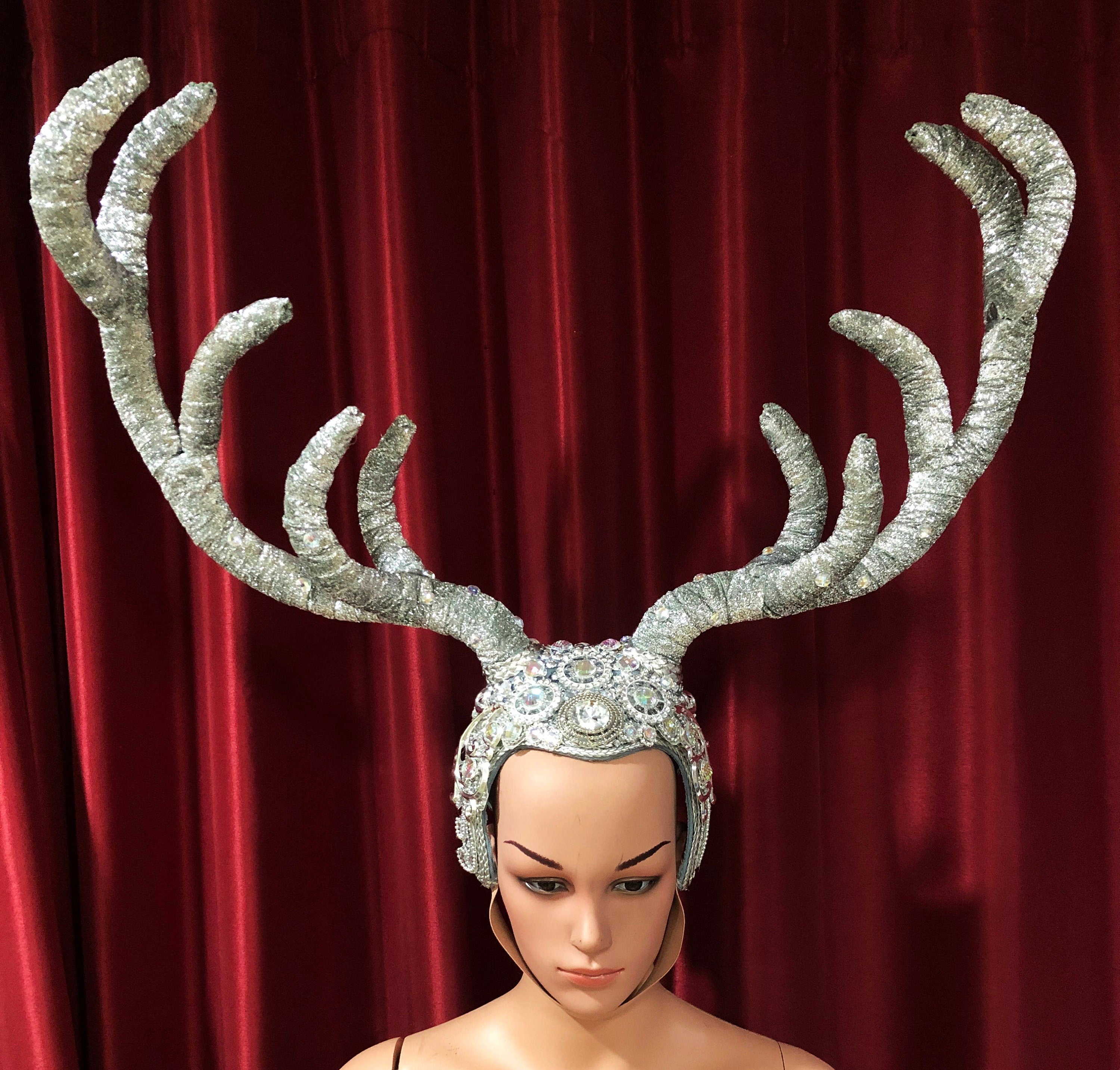 Da NeeNa H620 Gold Deer Prince Princess Crystal Dance Drag Showgirl Headdress