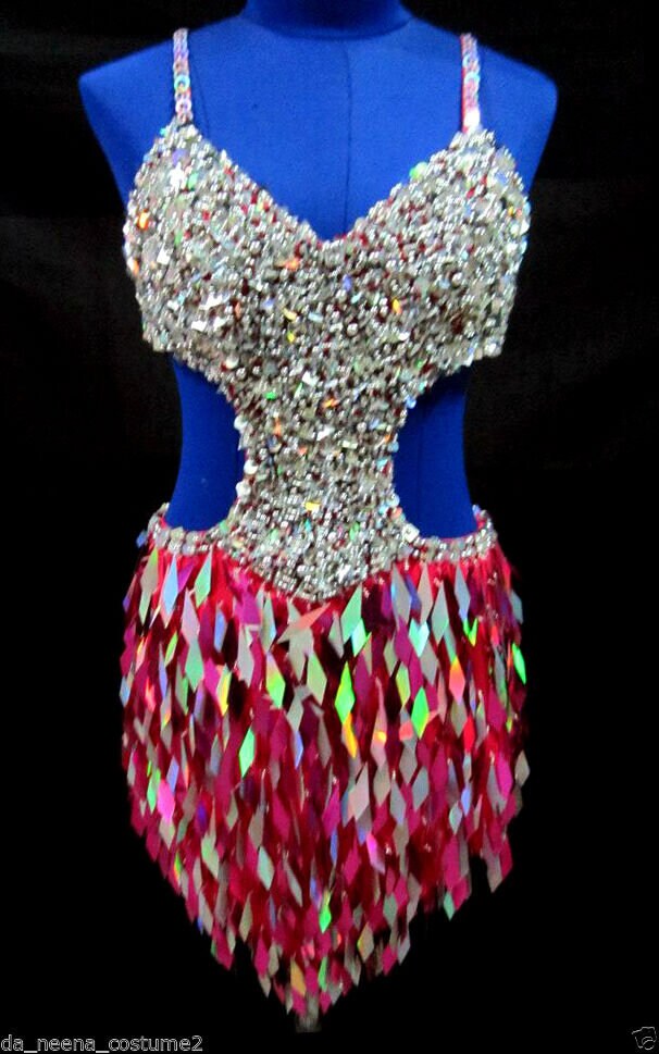 Da NeeNa M0093 Salsa Latin Samba Drag Queen Sequin Dance Dress XS-XL