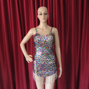 Da NeeNa R20 (Ready to ship) Colorful Queen Showgirl Dance Pageant Vegas Salsa Dance Dress S