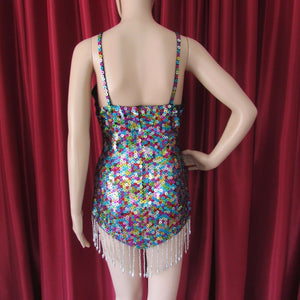 Da NeeNa R20 (Ready to ship) Colorful Queen Showgirl Dance Pageant Vegas Salsa Dance Dress S