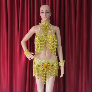 Da NeeNa R32 (Ready to ship) Cleopatra Lady Showgirl Pageant Latin Salsa Samba Dance Bra Skirt S