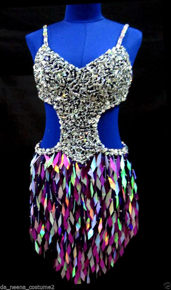 Da NeeNa M0093 Salsa Latin Samba Drag Queen Sequin Dance Dress XS-XL