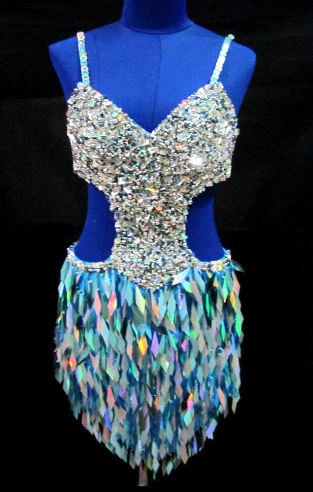 Da NeeNa M0093 Salsa Latin Samba Drag Queen Sequin Dance Dress XS-XL