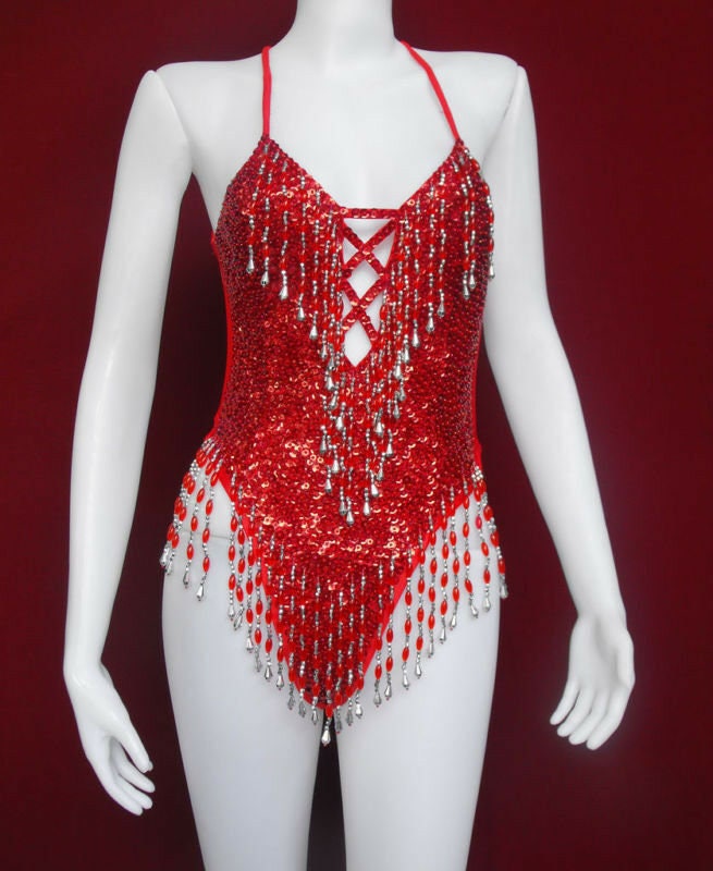 Da NeeNa R28 (Ready to ship)Party Latin Dance Costume Drag Showgirl Leotard M - L