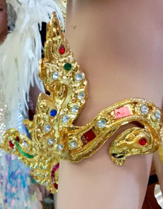 Da NeeNa B1018 Asia Thai Dance Vegas Headdress Shoulder pieces and Armbands Costume Set