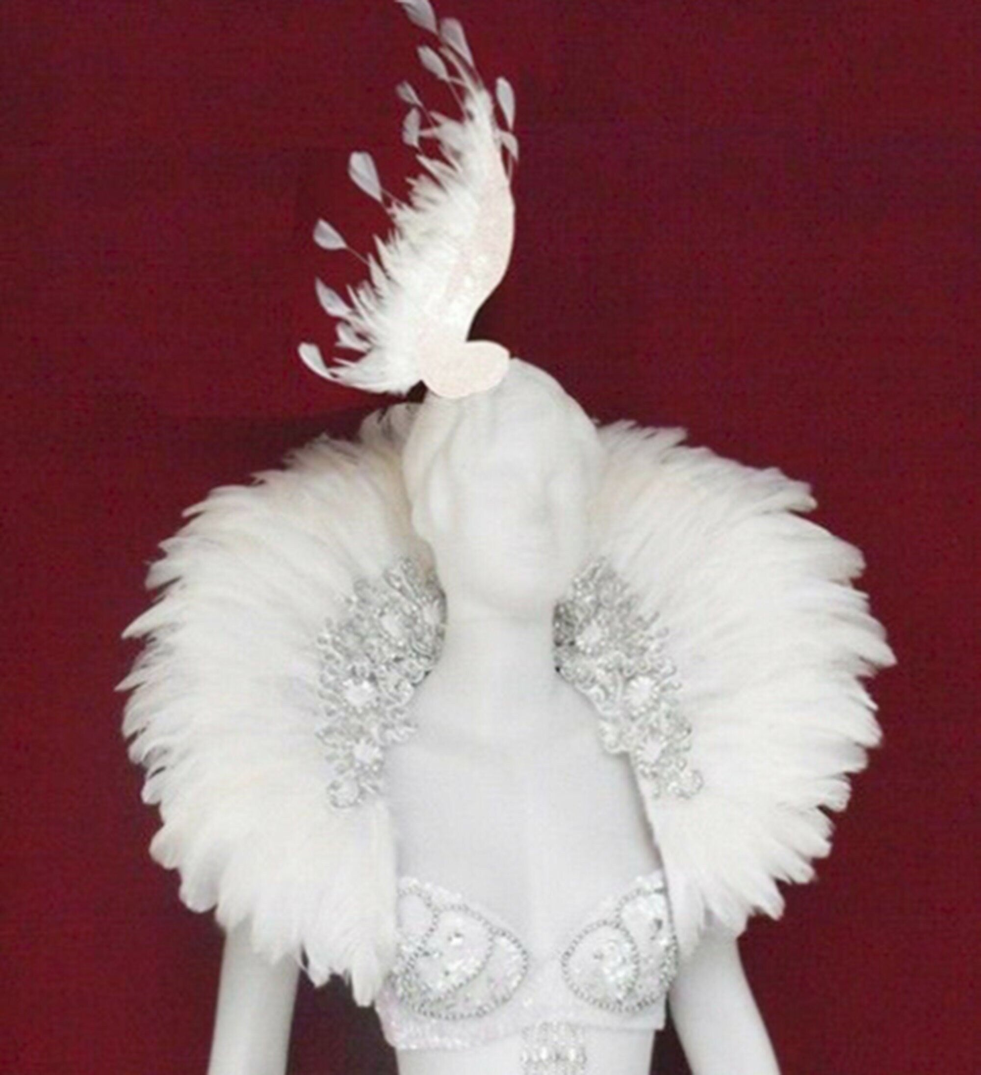 Da NeeNa C0052X Feather Showgirl Cabaret Drag Swan Backpack Headdress Costume Set XS-XL