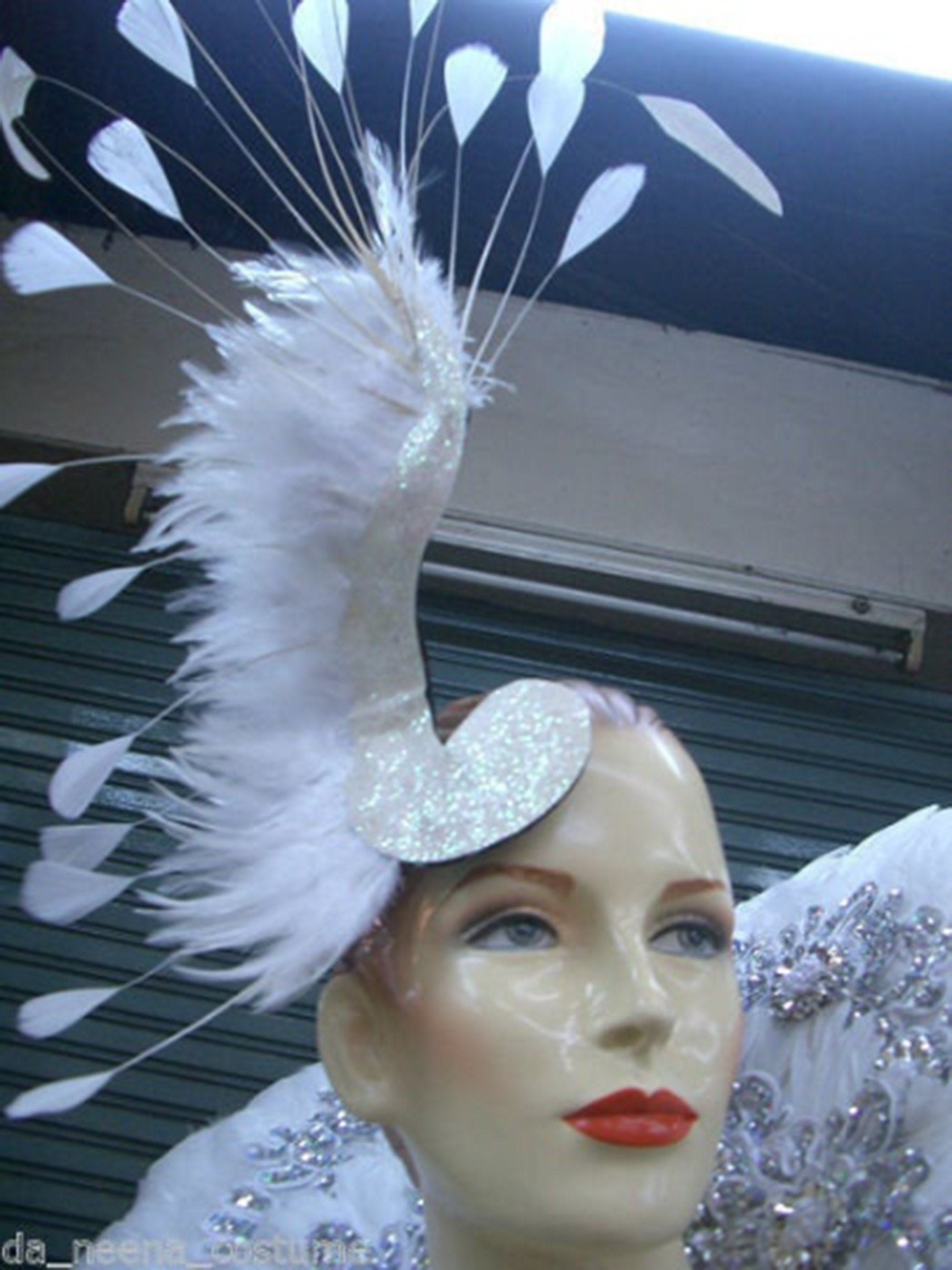 Da NeeNa C0052X Feather Showgirl Cabaret Drag Swan Backpack Headdress Costume Set XS-XL