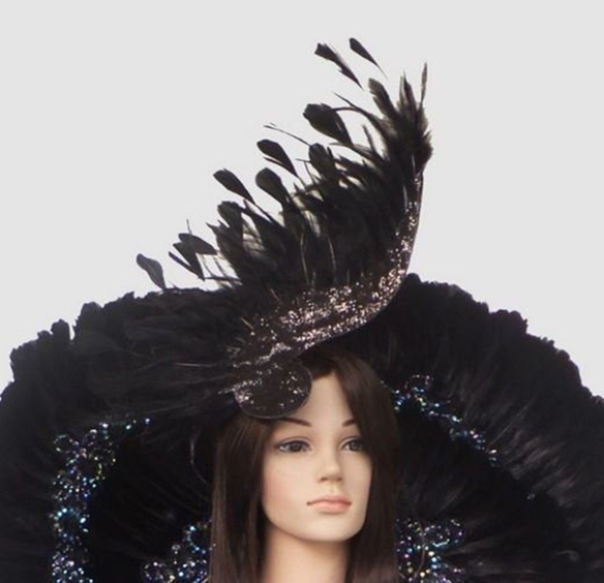 Da NeeNa C0052X Feather Showgirl Cabaret Drag Swan Backpack Headdress Costume Set XS-XL