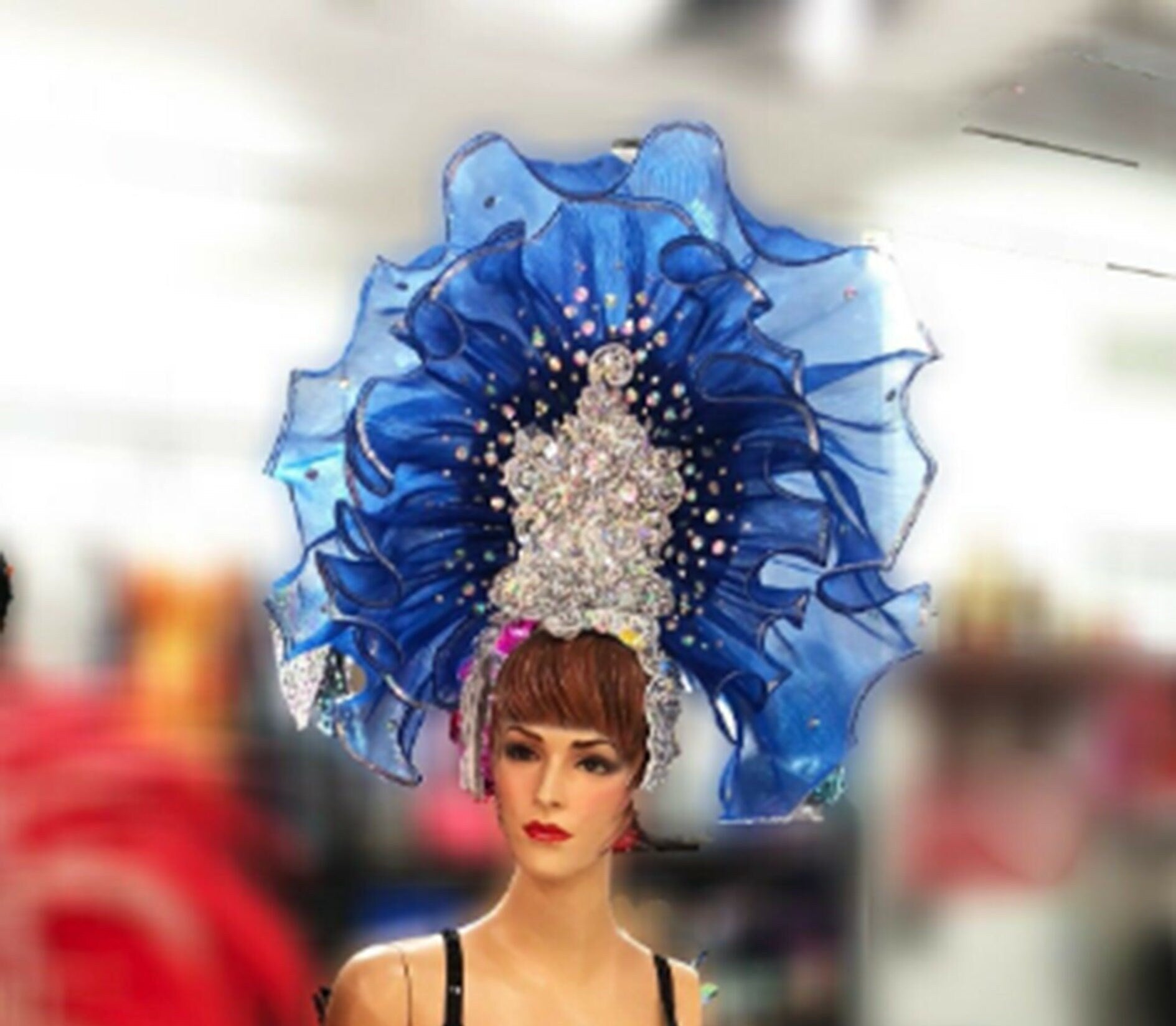 Da NeeNa H910X Waterfall Queen Showgirl Drag Carnival Crystal Headdress