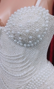 White Pearl Waist Skirt  body jewelry, costume, burlesque, bridal, fa –  Dot's Cutie Patooties