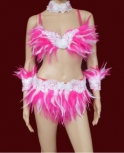 Da NeeNa FTR Feather Dance Drag Bra Skirt Costume XS-XL for